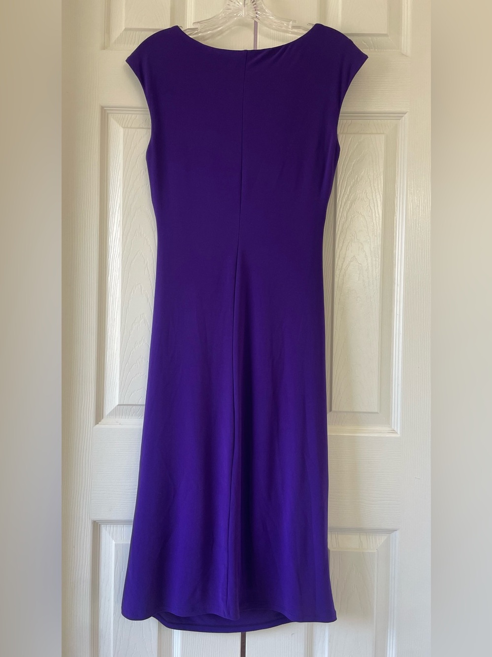 Lauren Ralph Lauren Purple Ruched Cowl Neck Midi Dress Size 4 - Picture 4 of 6